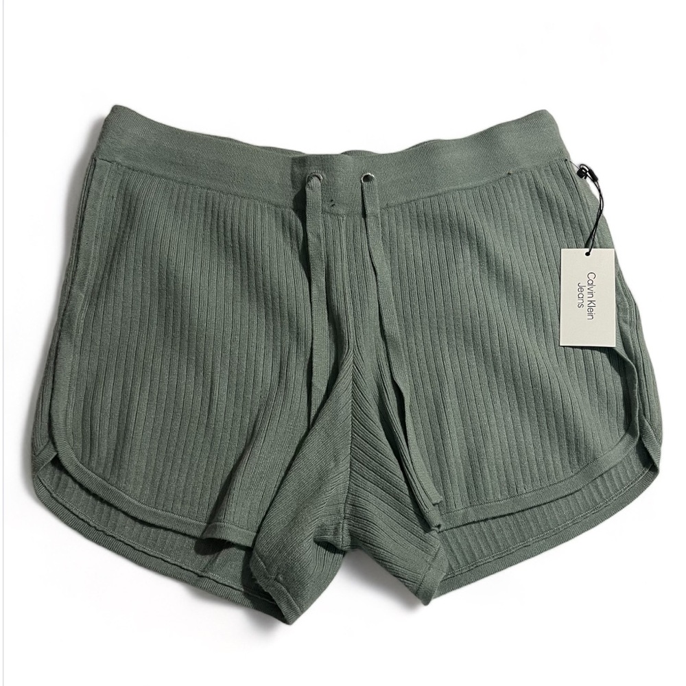 Calvin Klein Jeans Women's Ribbed-Knit Drawstring Shorts, Size L, NWT - Picture 2 of 7